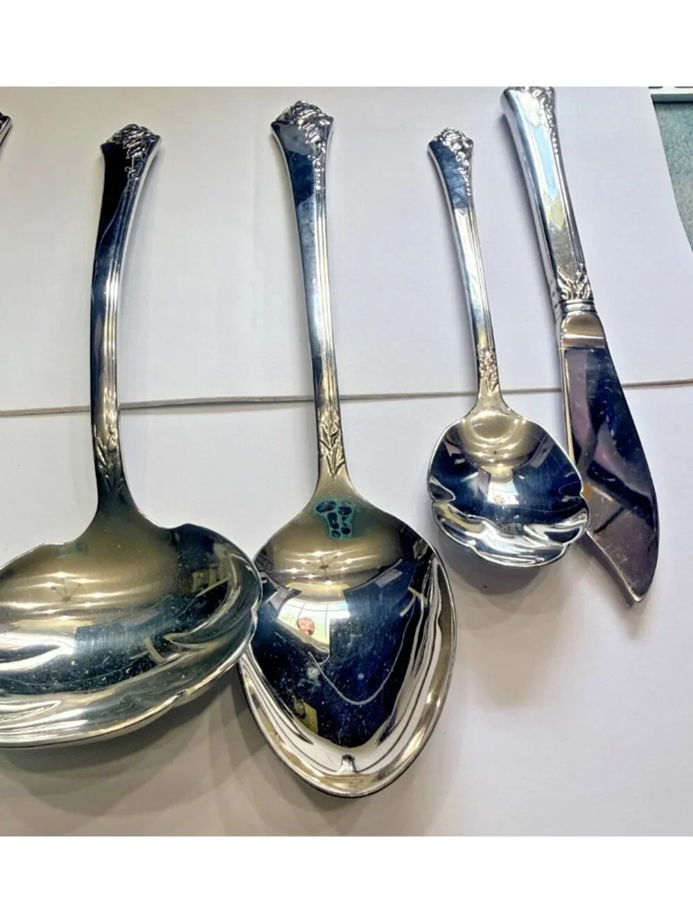Oneida Cube Damask Rose Stainless Flatware Serving Set‎ Of 6
